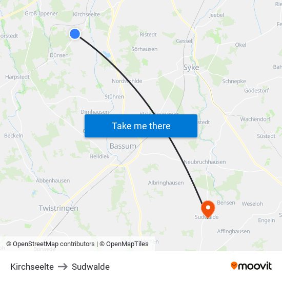 Kirchseelte to Sudwalde map