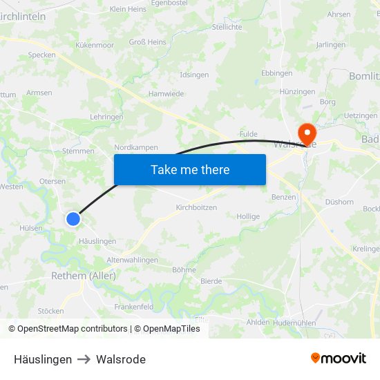 Häuslingen to Walsrode map