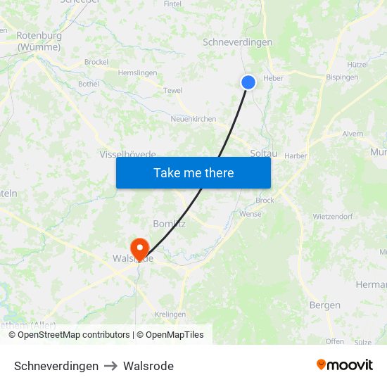 Schneverdingen to Walsrode map