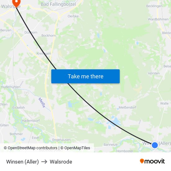 Winsen (Aller) to Walsrode map