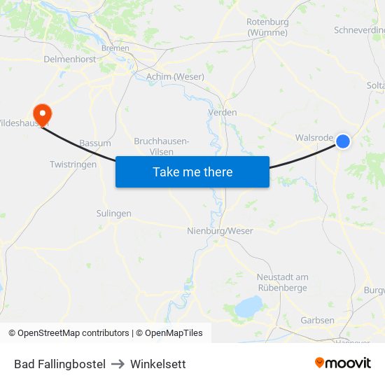 Bad Fallingbostel to Winkelsett map