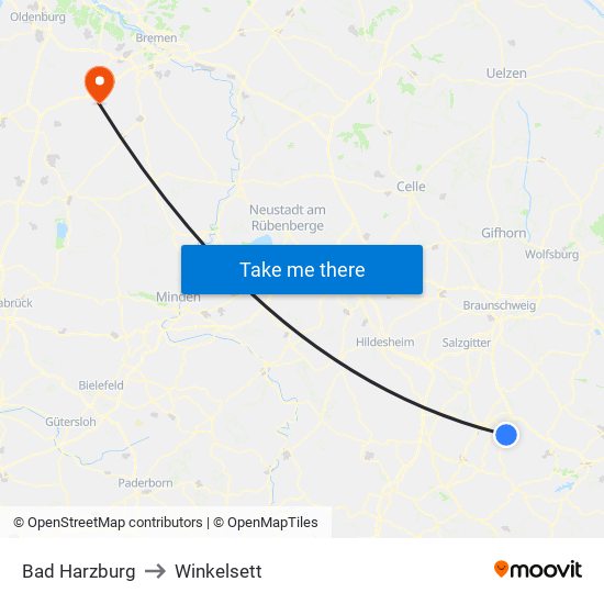 Bad Harzburg to Winkelsett map