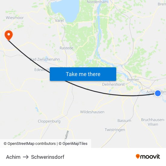 Achim to Schwerinsdorf map