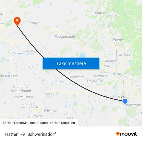 Hatten to Schwerinsdorf map