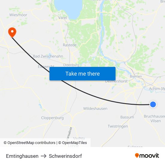 Emtinghausen to Schwerinsdorf map