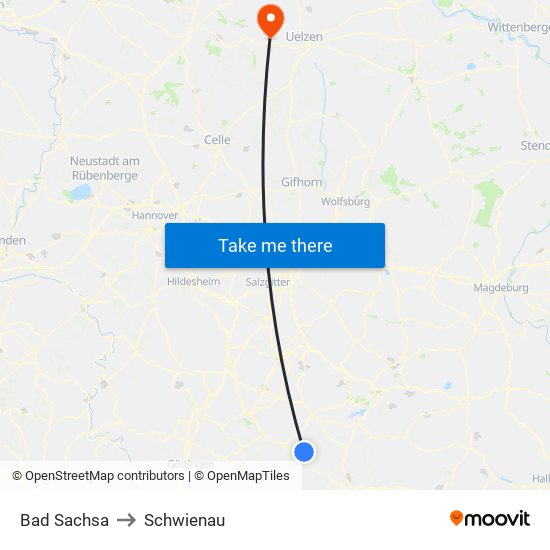 Bad Sachsa to Schwienau map