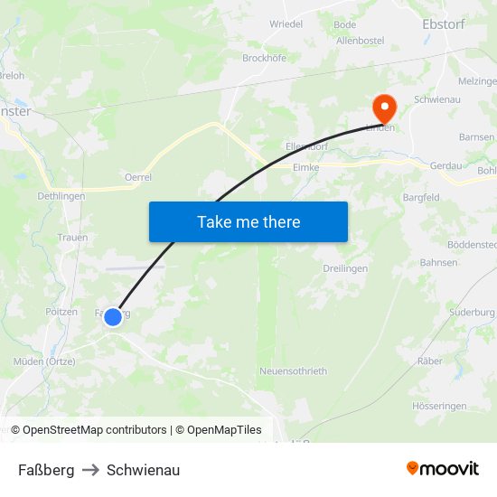 Faßberg to Schwienau map