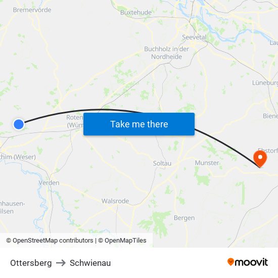 Ottersberg to Schwienau map