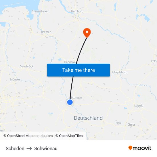 Scheden to Schwienau map