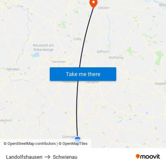 Landolfshausen to Schwienau map