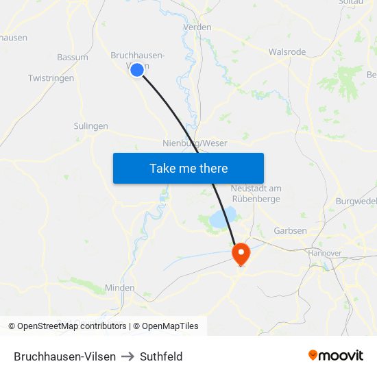 Bruchhausen-Vilsen to Suthfeld map