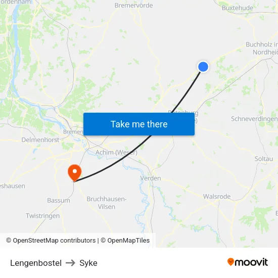Lengenbostel to Syke map