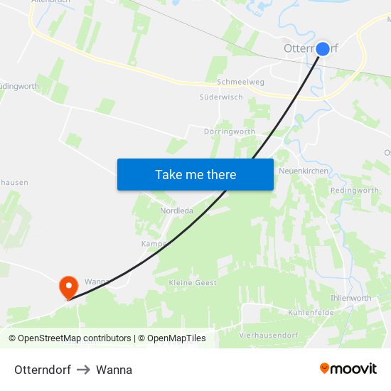 Otterndorf to Wanna map