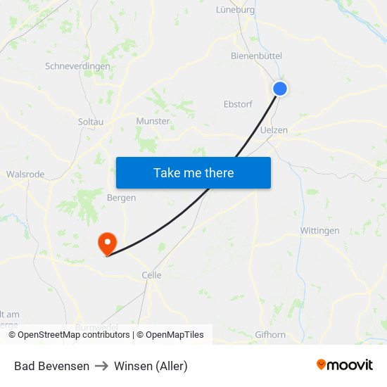 Bad Bevensen to Winsen (Aller) map