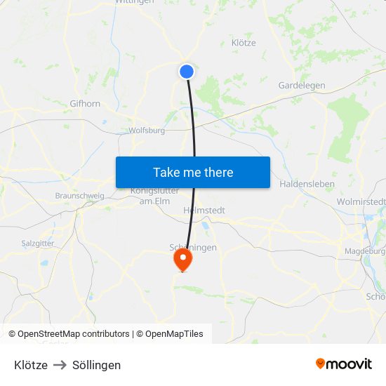Klötze to Söllingen map