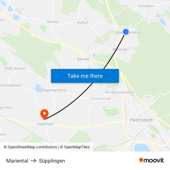 Mariental to Süpplingen map