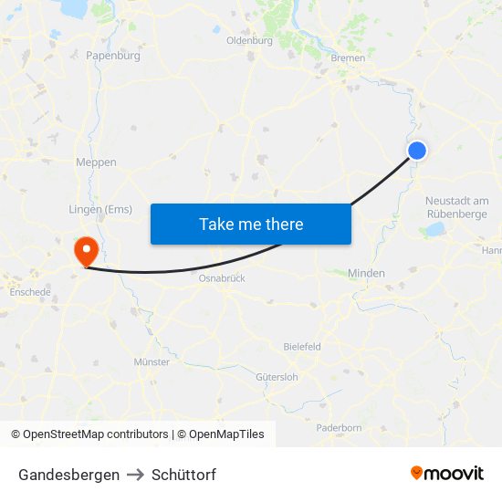 Gandesbergen to Schüttorf map