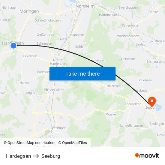 Hardegsen to Seeburg map