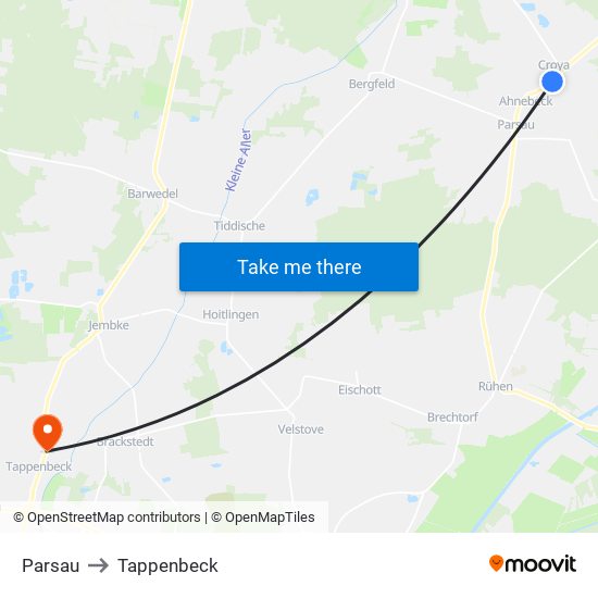 Parsau to Tappenbeck map