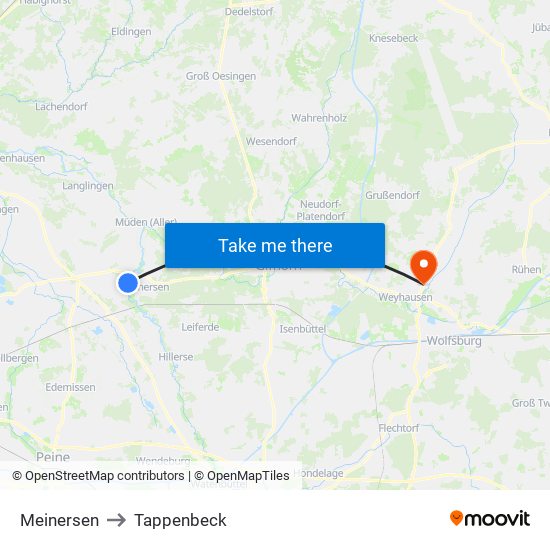 Meinersen to Tappenbeck map
