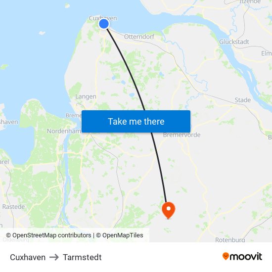 Cuxhaven to Tarmstedt map