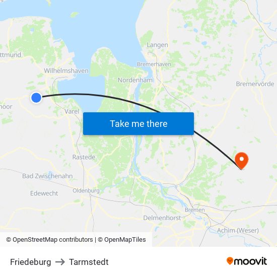 Friedeburg to Tarmstedt map