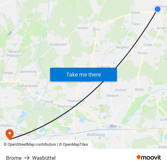 Brome to Wasbüttel map