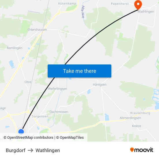 Burgdorf to Wathlingen map