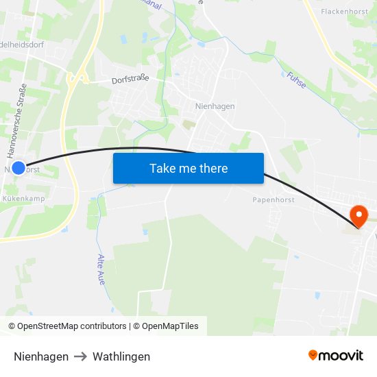 Nienhagen to Wathlingen map