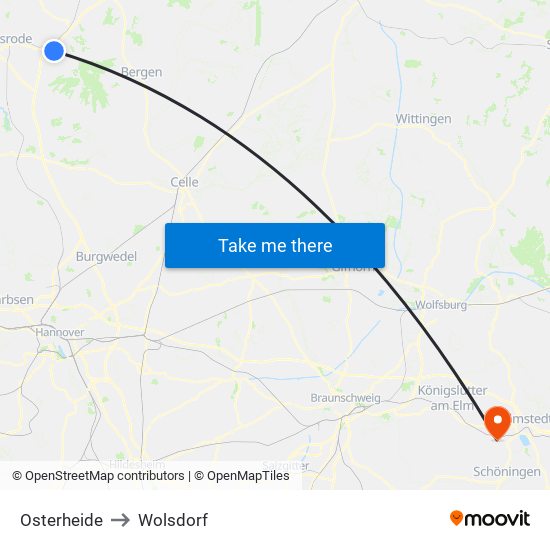 Osterheide to Wolsdorf map