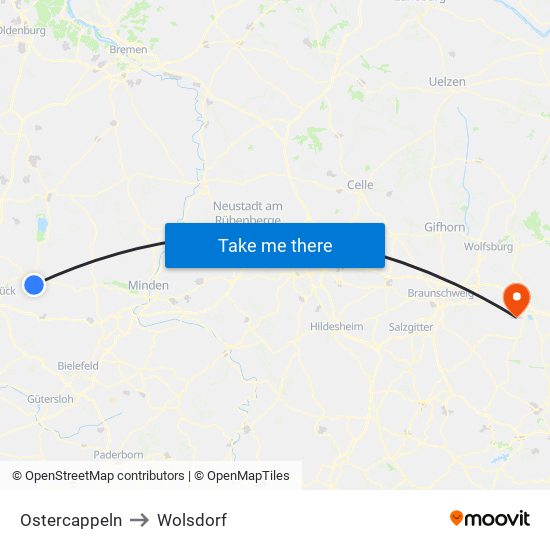 Ostercappeln to Wolsdorf map