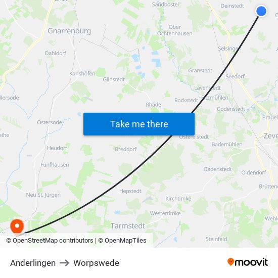 Anderlingen to Worpswede map