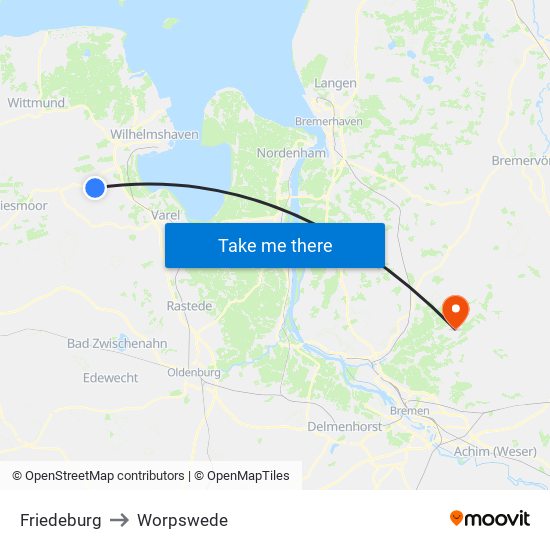 Friedeburg to Worpswede map