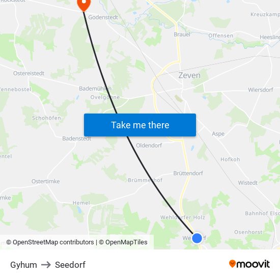 Gyhum to Seedorf map