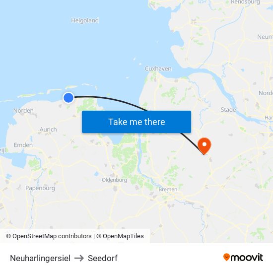 Neuharlingersiel to Seedorf map