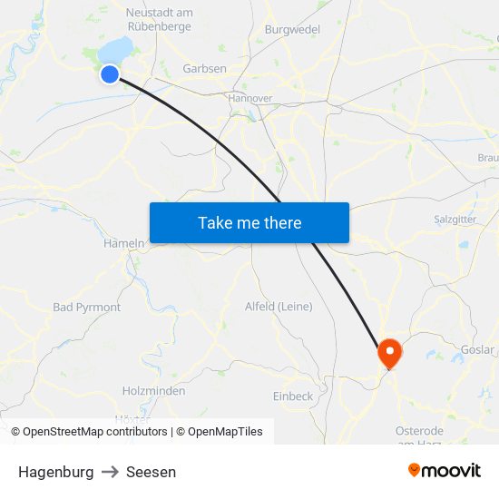 Hagenburg to Seesen map