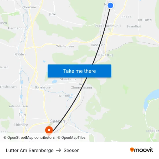 Lutter Am Barenberge to Seesen map