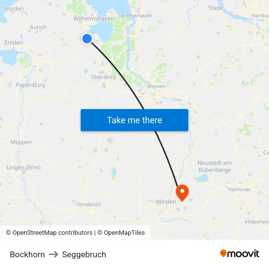 Bockhorn to Seggebruch map