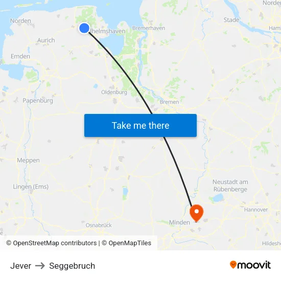 Jever to Seggebruch map