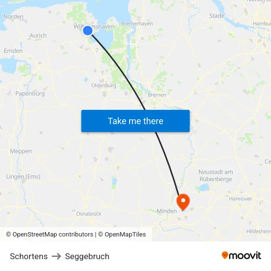 Schortens to Seggebruch map