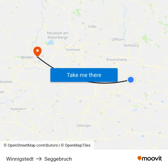 Winnigstedt to Seggebruch map
