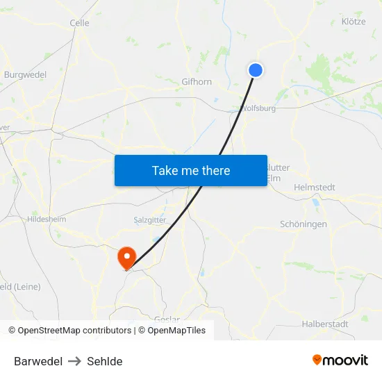 Barwedel to Sehlde map