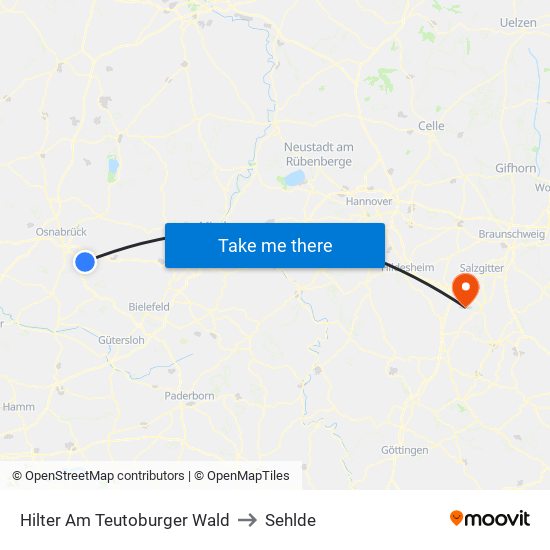 Hilter Am Teutoburger Wald to Sehlde map