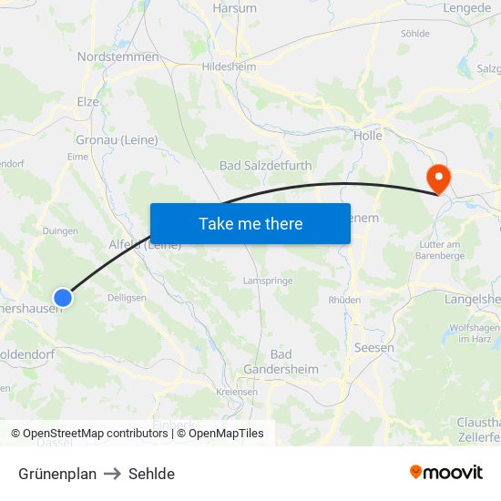 Grünenplan to Sehlde map
