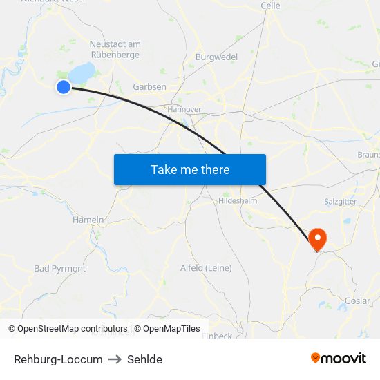 Rehburg-Loccum to Sehlde map