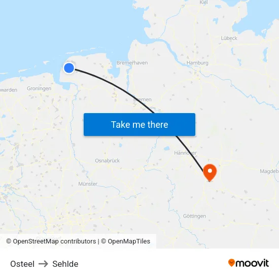 Osteel to Sehlde map