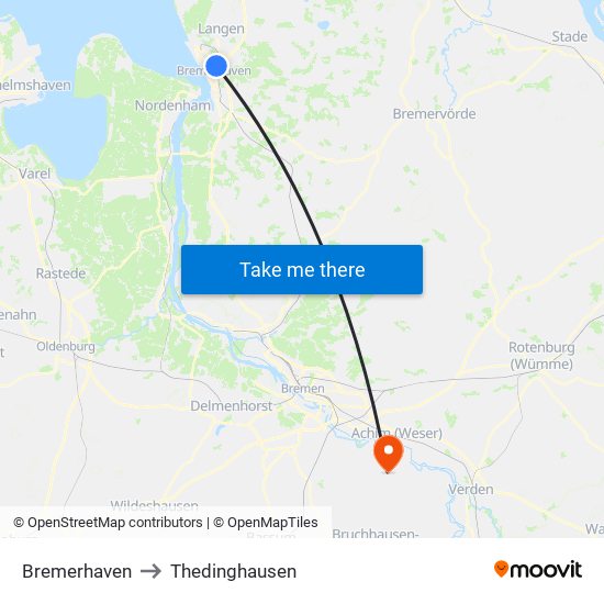 Bremerhaven to Thedinghausen map