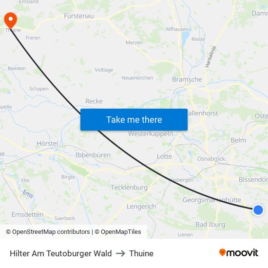 Hilter Am Teutoburger Wald to Thuine map