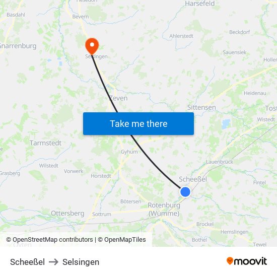 Scheeßel to Selsingen map