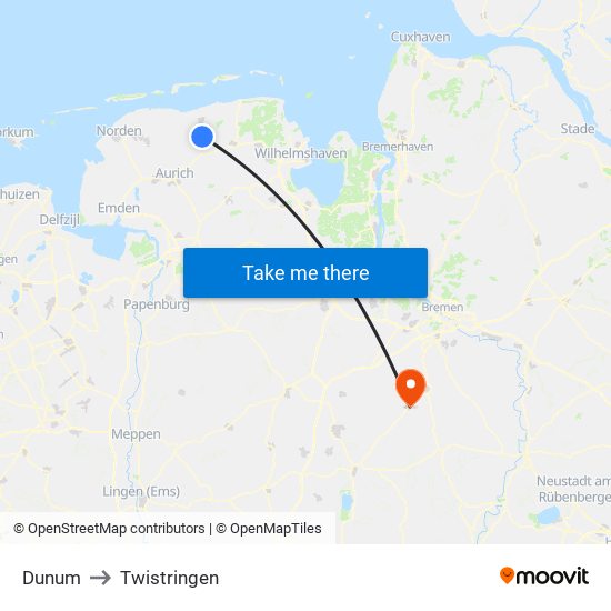 Dunum to Twistringen map